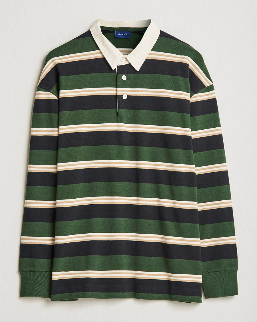 Herr | Tröjor | GANT | Archive Striped Heavy Rugger Storm Green