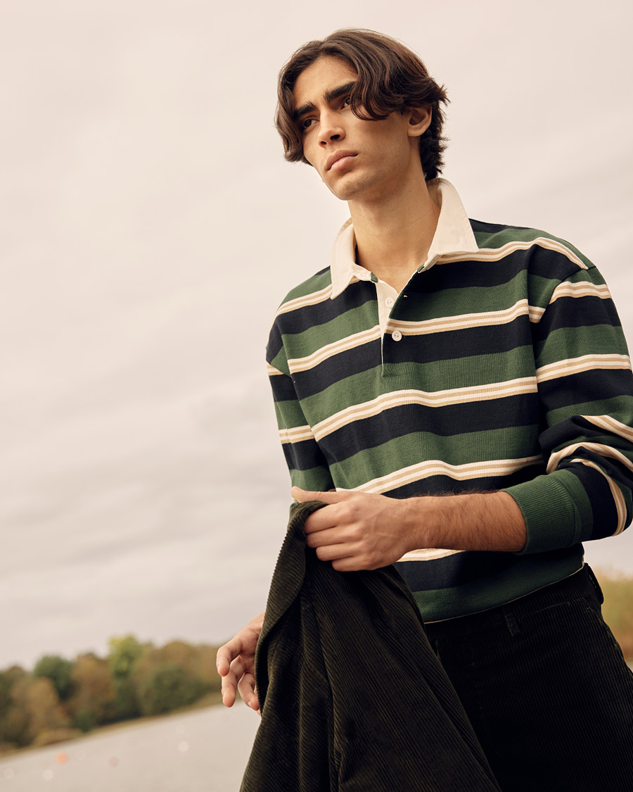 Herr | Tröjor | GANT | Archive Striped Heavy Rugger Storm Green