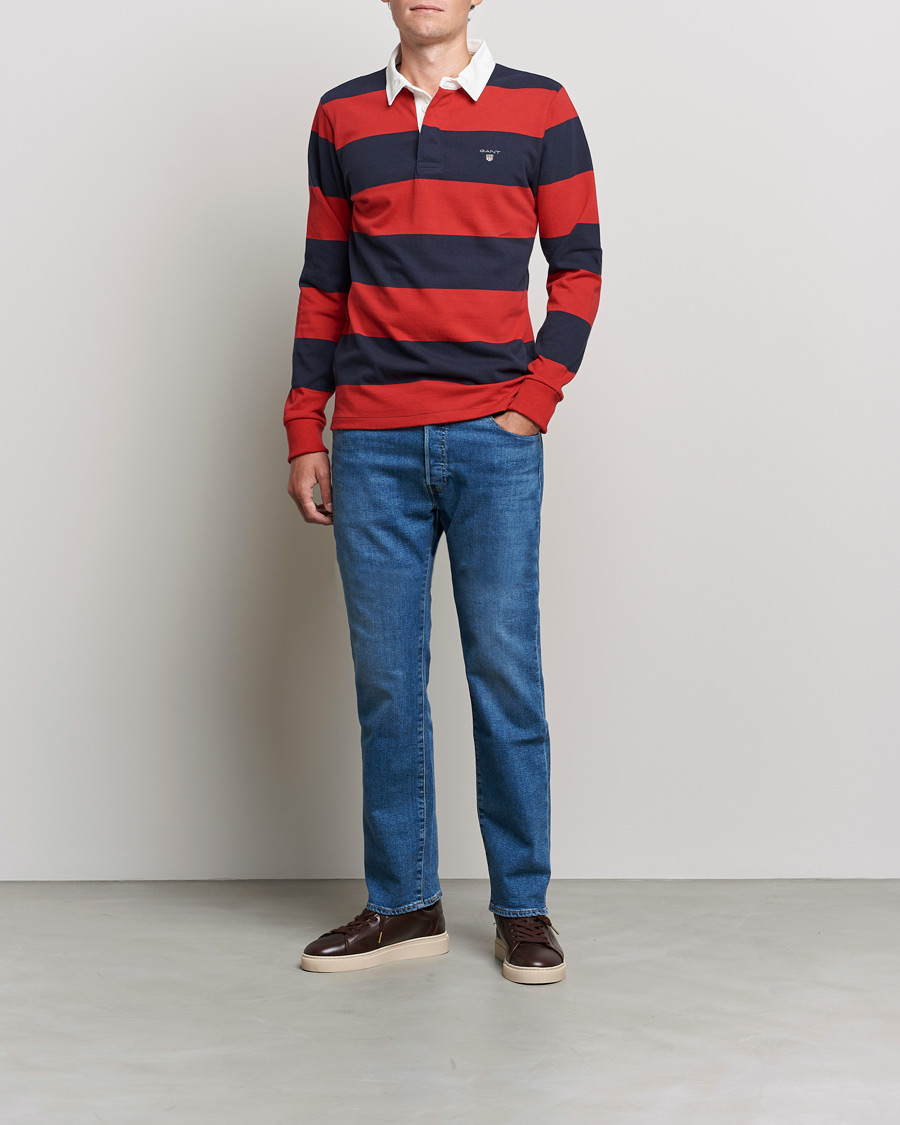 Herr | Tröjor | GANT | Original Barstripe Heavy Rugger Ruby Red