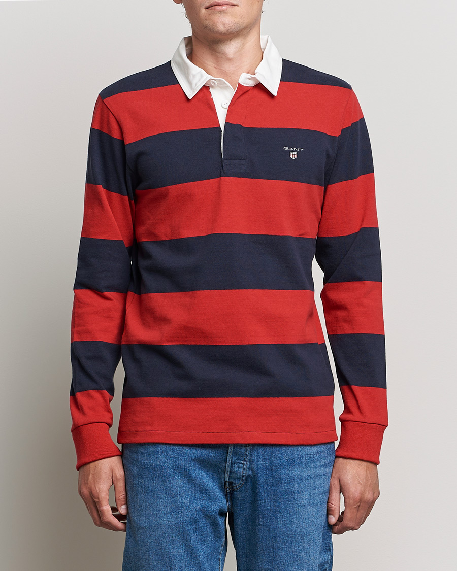 Herr | Tröjor | GANT | Original Barstripe Heavy Rugger Ruby Red