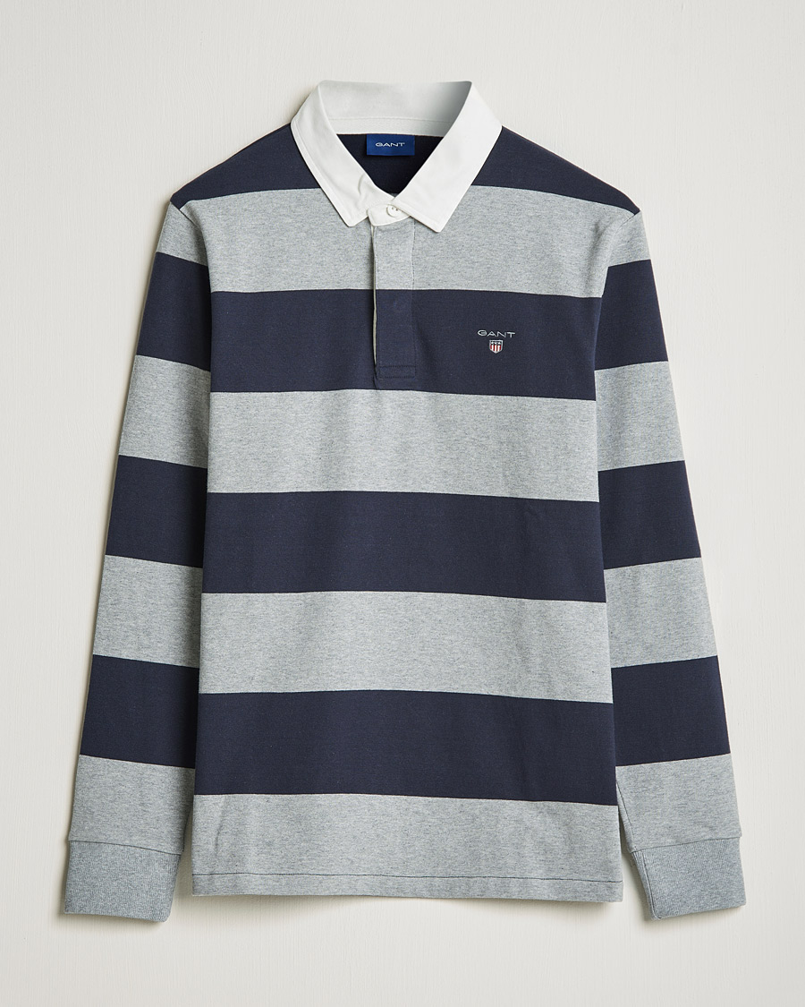 Herr | Tröjor | GANT | Barstriped Heavy Rugger Grey Melange