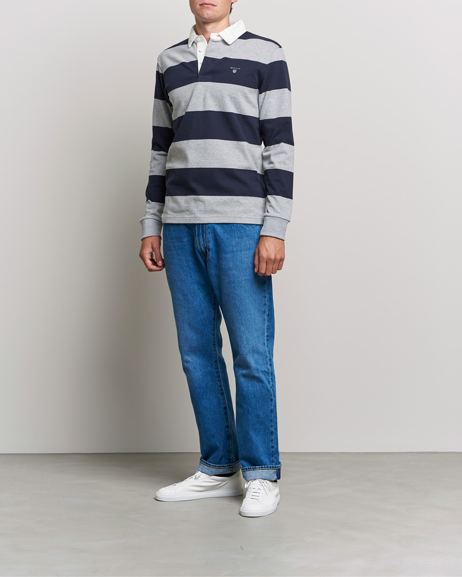 Herr | Tröjor | GANT | Barstriped Heavy Rugger Grey Melange