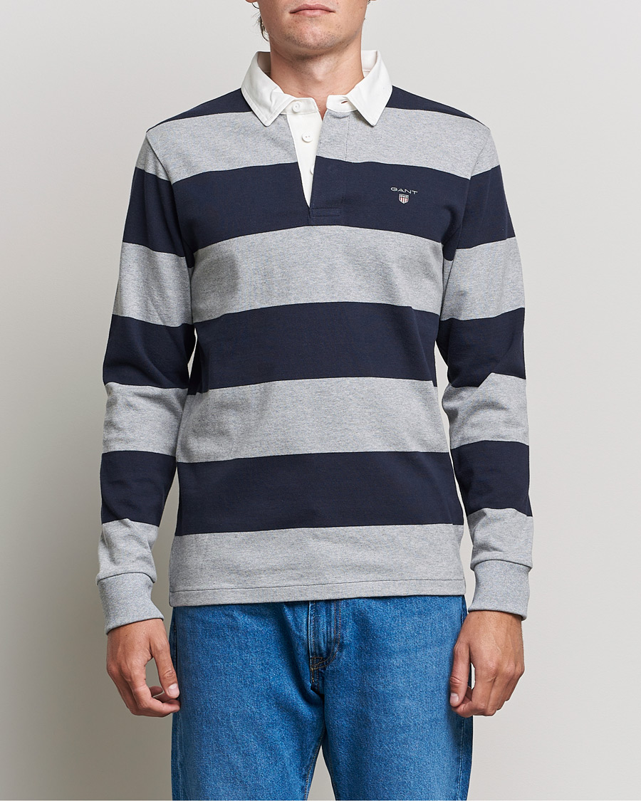 Herr | Tröjor | GANT | Barstriped Heavy Rugger Grey Melange
