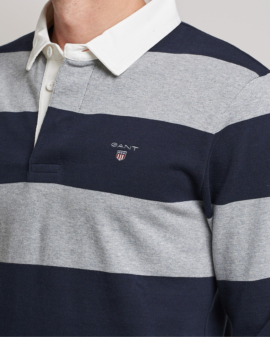Herr | Tröjor | GANT | Barstriped Heavy Rugger Grey Melange