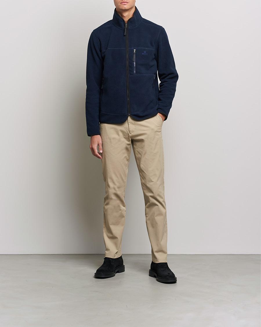 Herr | Tröjor | GANT | Sherpa Fleece Full Zip Evening Blue