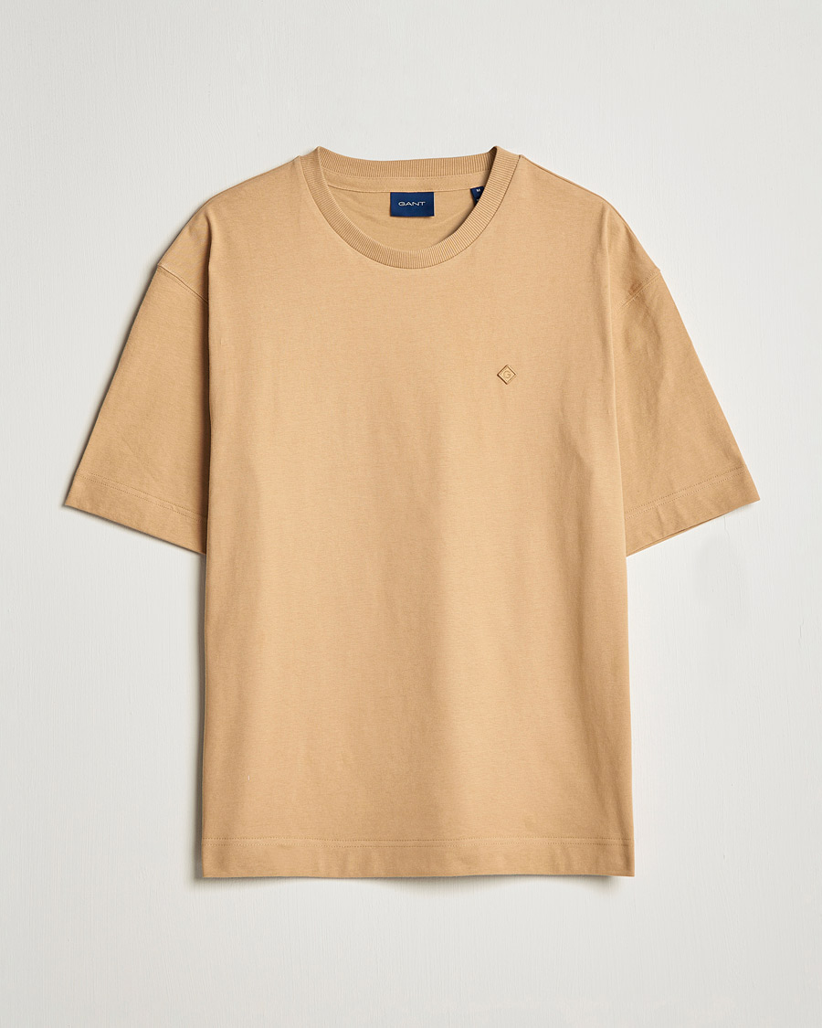 Herr | T-Shirts | GANT | Icon Crew Neck T-shirt Toffee Beige