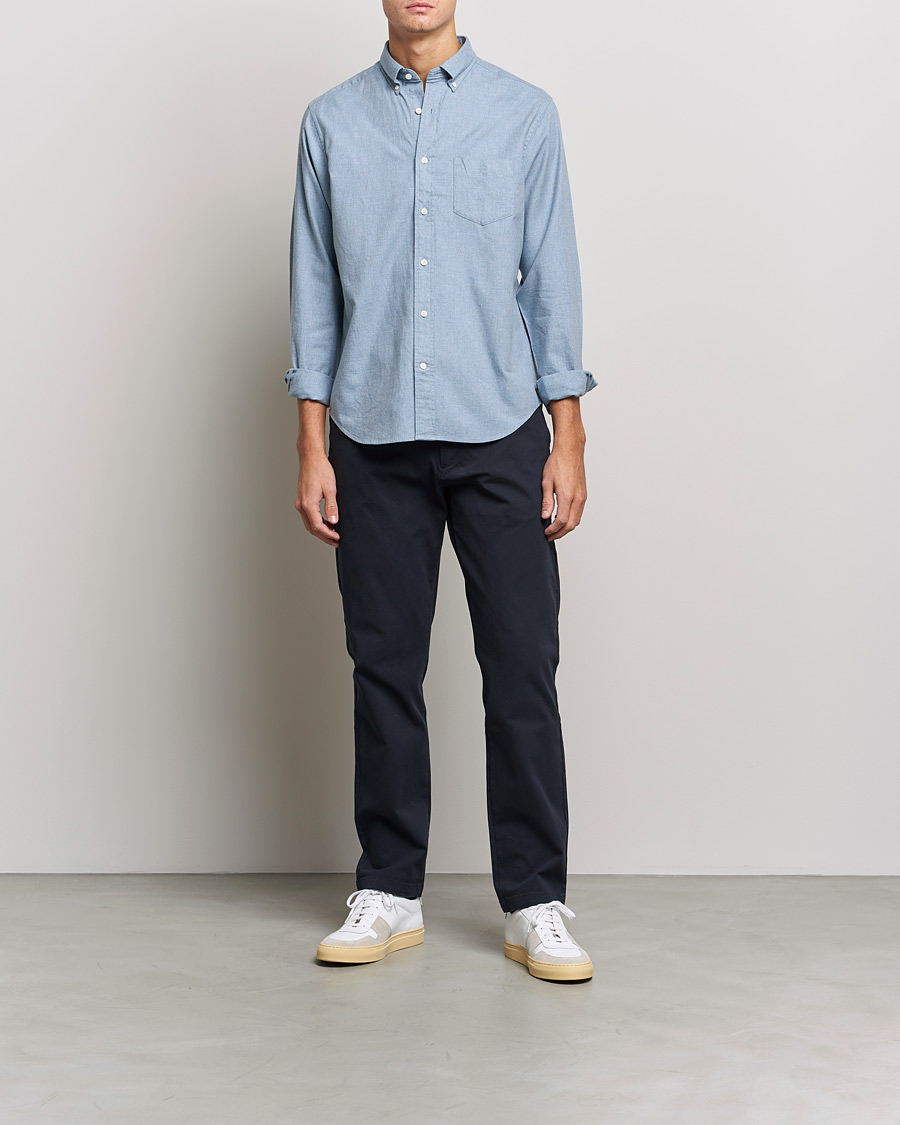 Herr | Flanellskjortor | GANT | Regular Fit Flannel Shirt Atlantic Sea