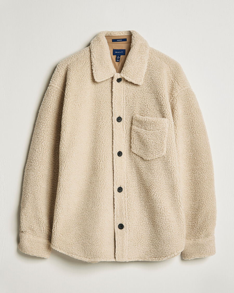 Herr | Skjortor | GANT | Sherpa Fleece Overshirt Putty
