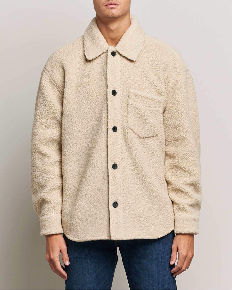 Herr | Skjortjackor | GANT | Sherpa Fleece Overshirt Putty