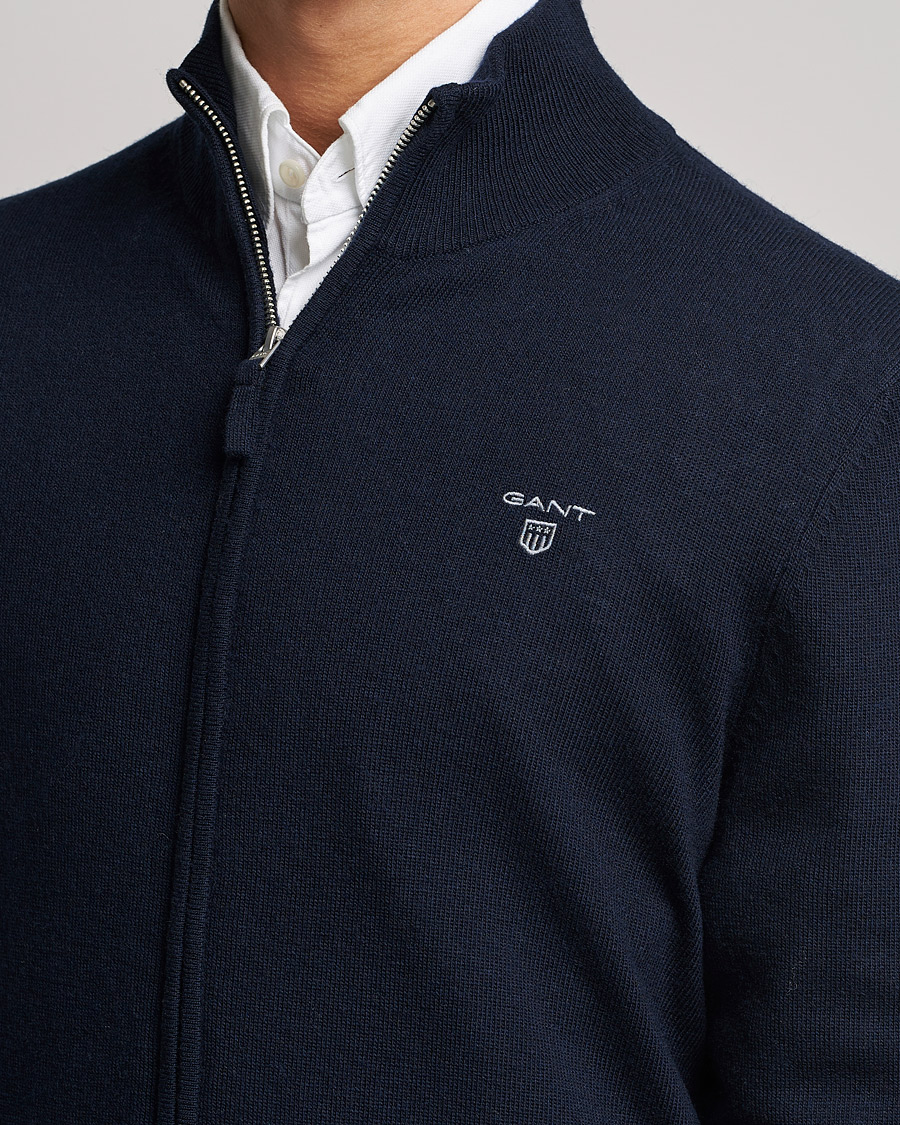 Herr | Tröjor | GANT | Lambswool Full Zip Marine