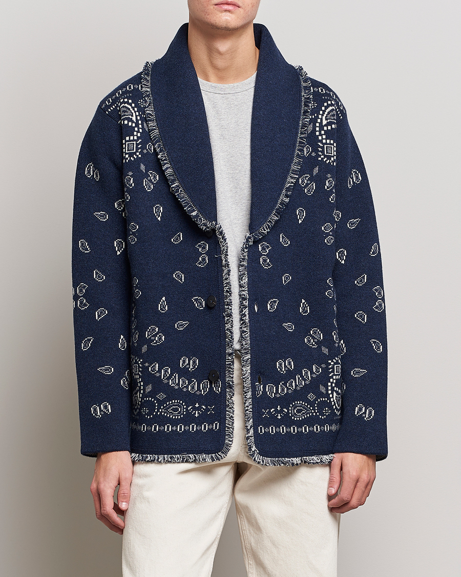 Herr | Tröjor | Alanui | Icon Cashmere Jacquard Cardigan Navy