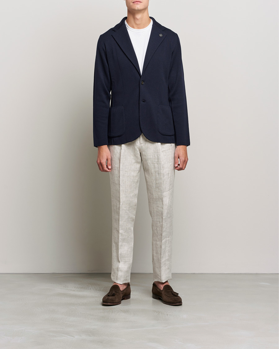 Herr | Kavajer | Lardini | Knitted Wool Blazer Navy