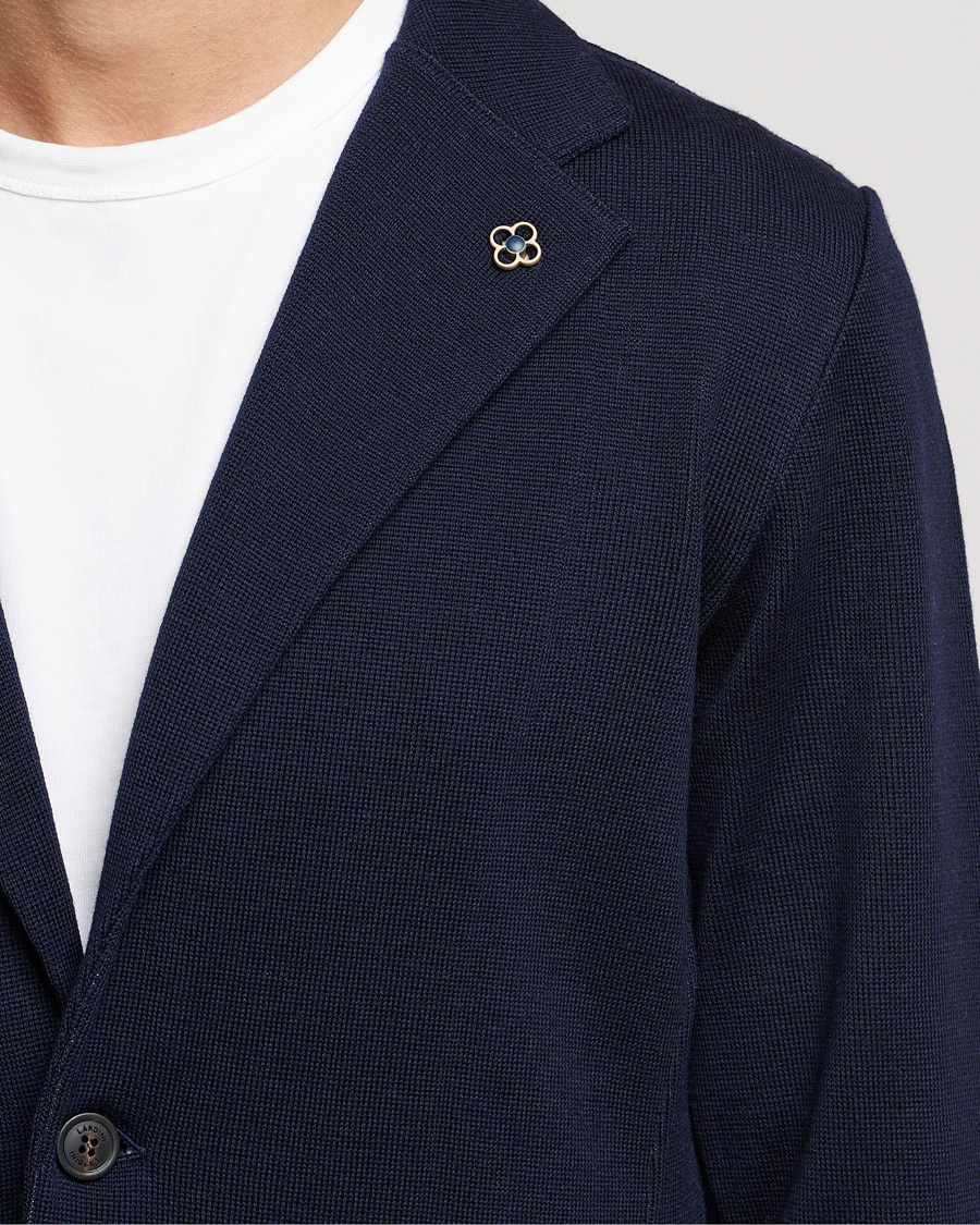 Herr | Kavajer | Lardini | Knitted Wool Blazer Navy