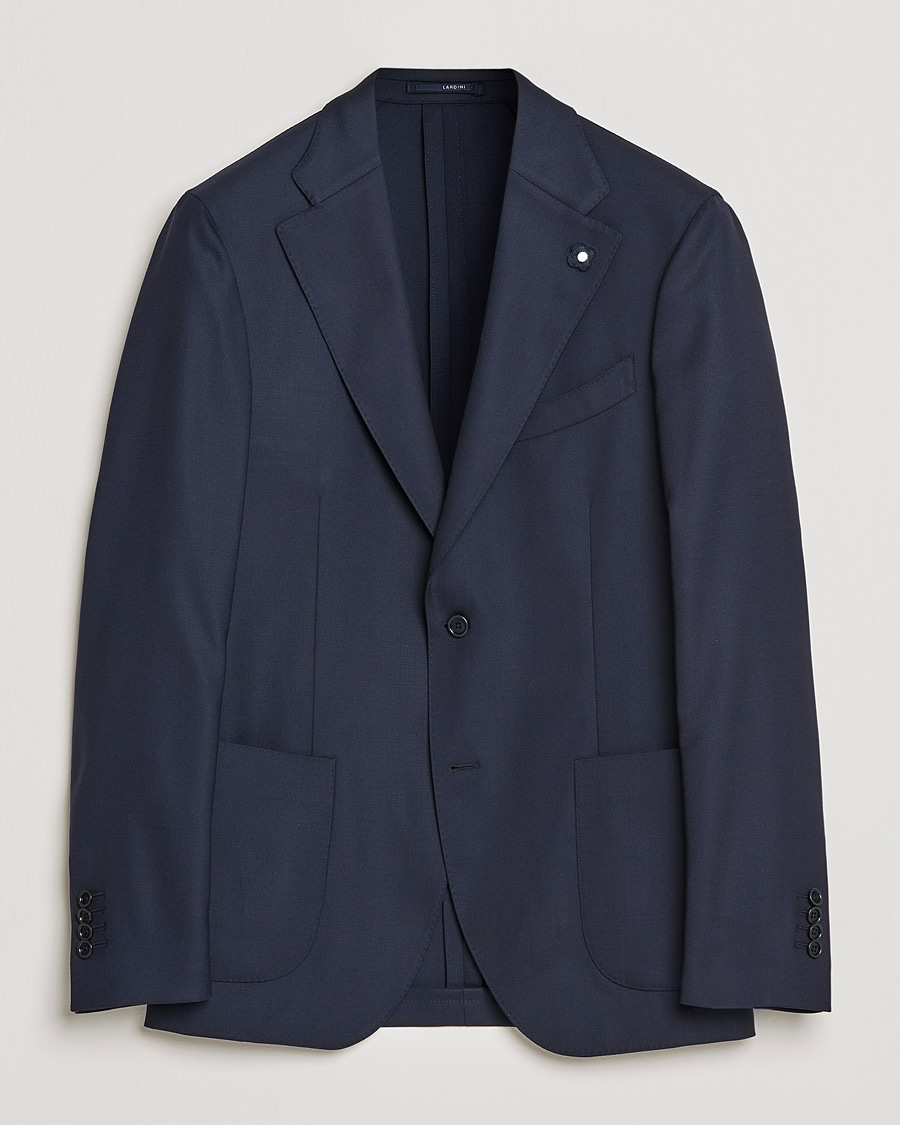 Herr | Kavajer | Lardini | Patch Pocket Wool Blazer Navy