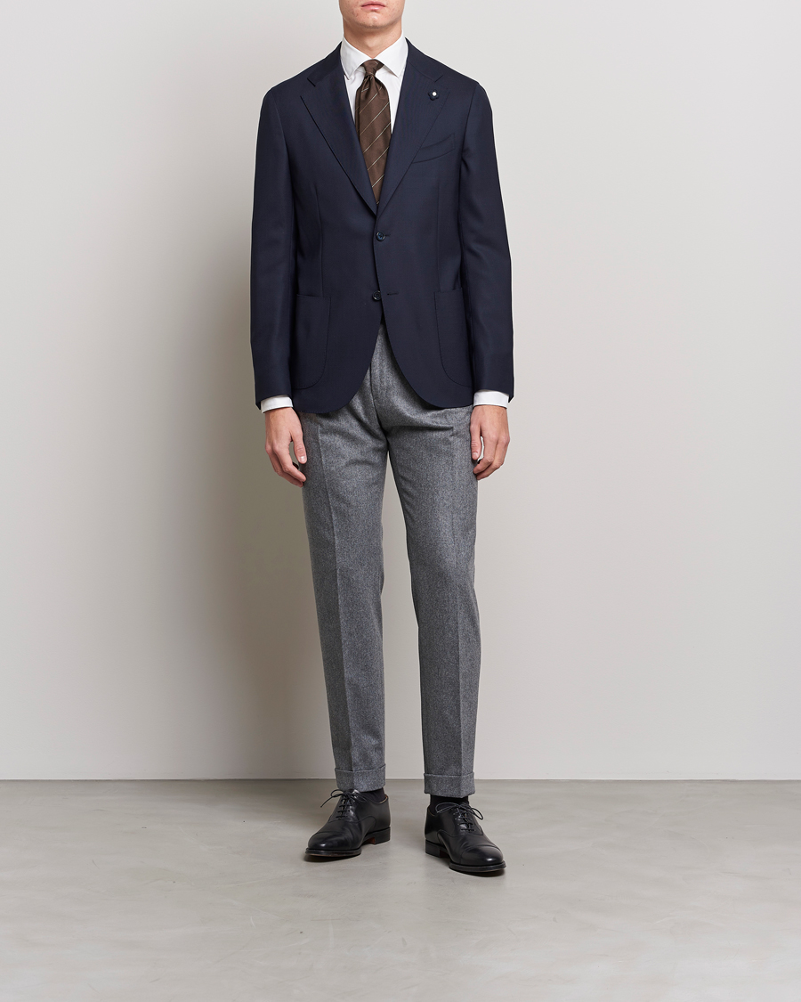 Herr | Kavajer | Lardini | Patch Pocket Wool Blazer Navy