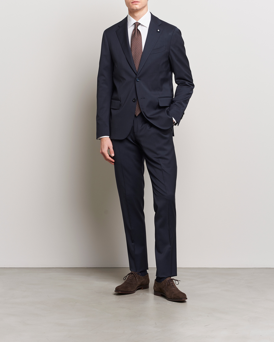 Herr | Kavajer | Lardini | Two Button Wool Blazer Navy