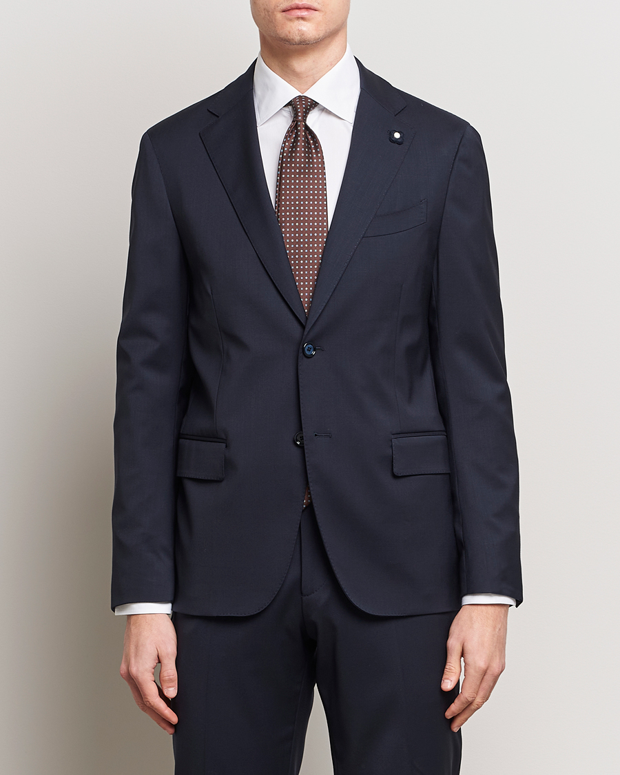 Herr | Kavajer | Lardini | Two Button Wool Blazer Navy
