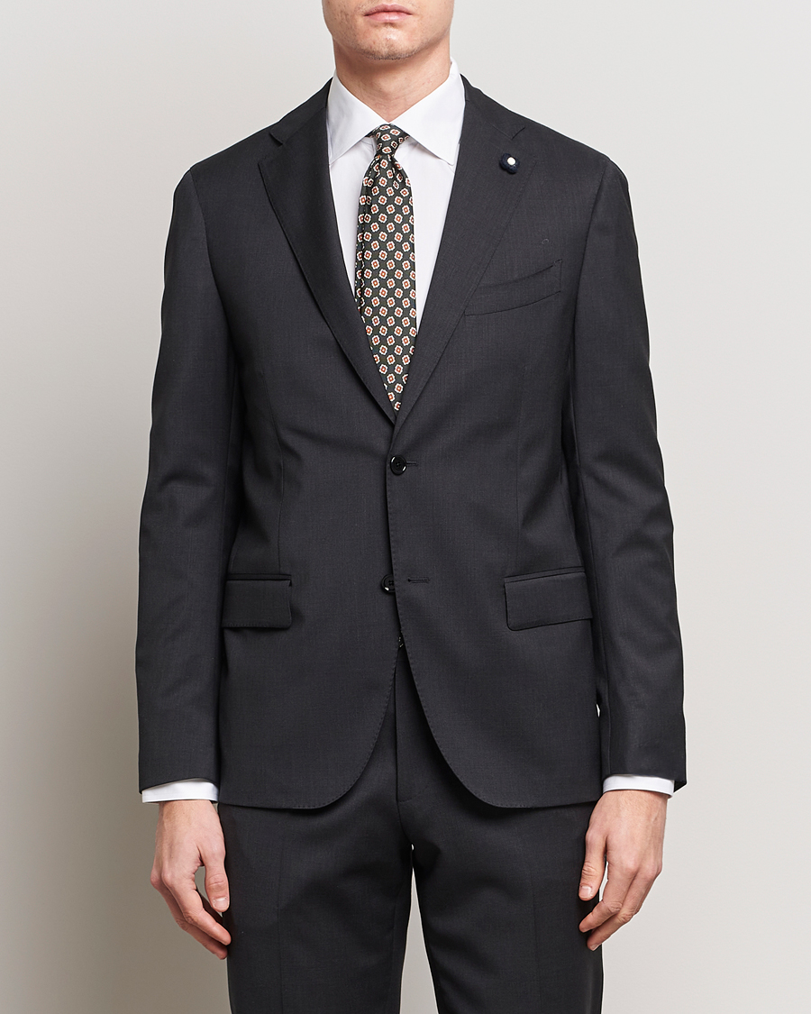 Herr | Kavajer | Lardini | Two Button Wool Blazer  Grey