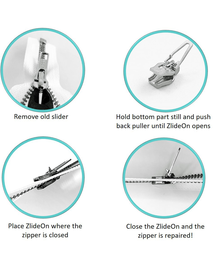 Herr | ZlideOn | ZlideOn | 3-Pack Zippers Silver L