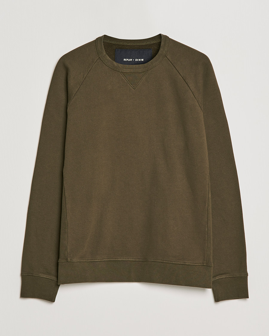 Herr | Tröjor | Replay | Sartoriale Jersey Crew Neck Sweatshirt Military