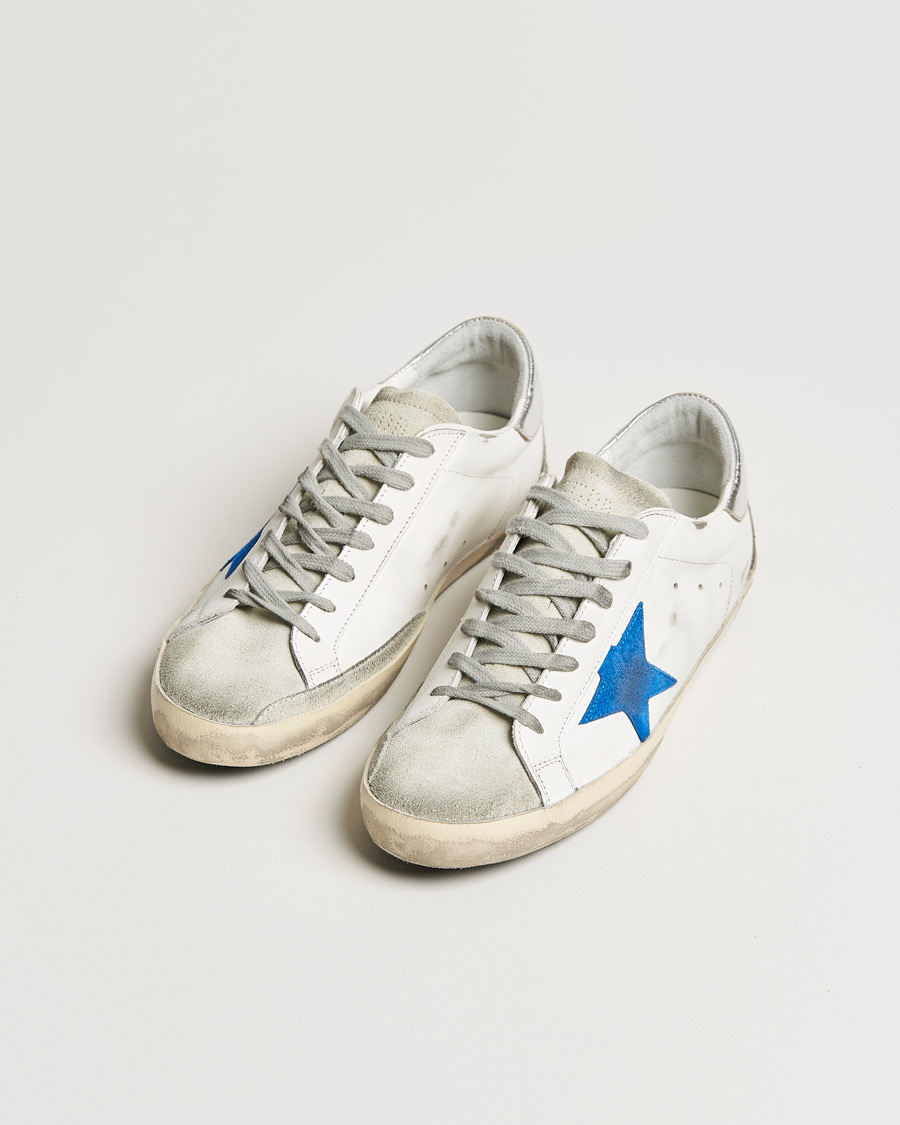 Herr | Golden Goose Deluxe Brand Super-Star Sneakers White/Electric Blue | Golden Goose | Deluxe Brand Super-Star Sneakers White/Electric Blue