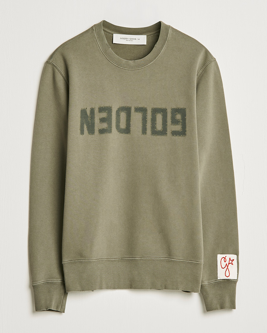 Herr | Tröjor | Golden Goose | Deluxe Brand Distressed Cotton Sweatshirt Dusty Olive