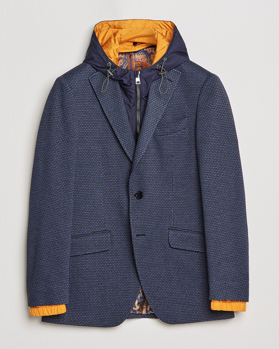 Herr | Kavajer | Etro | Hooded Jersey Blazer Navy