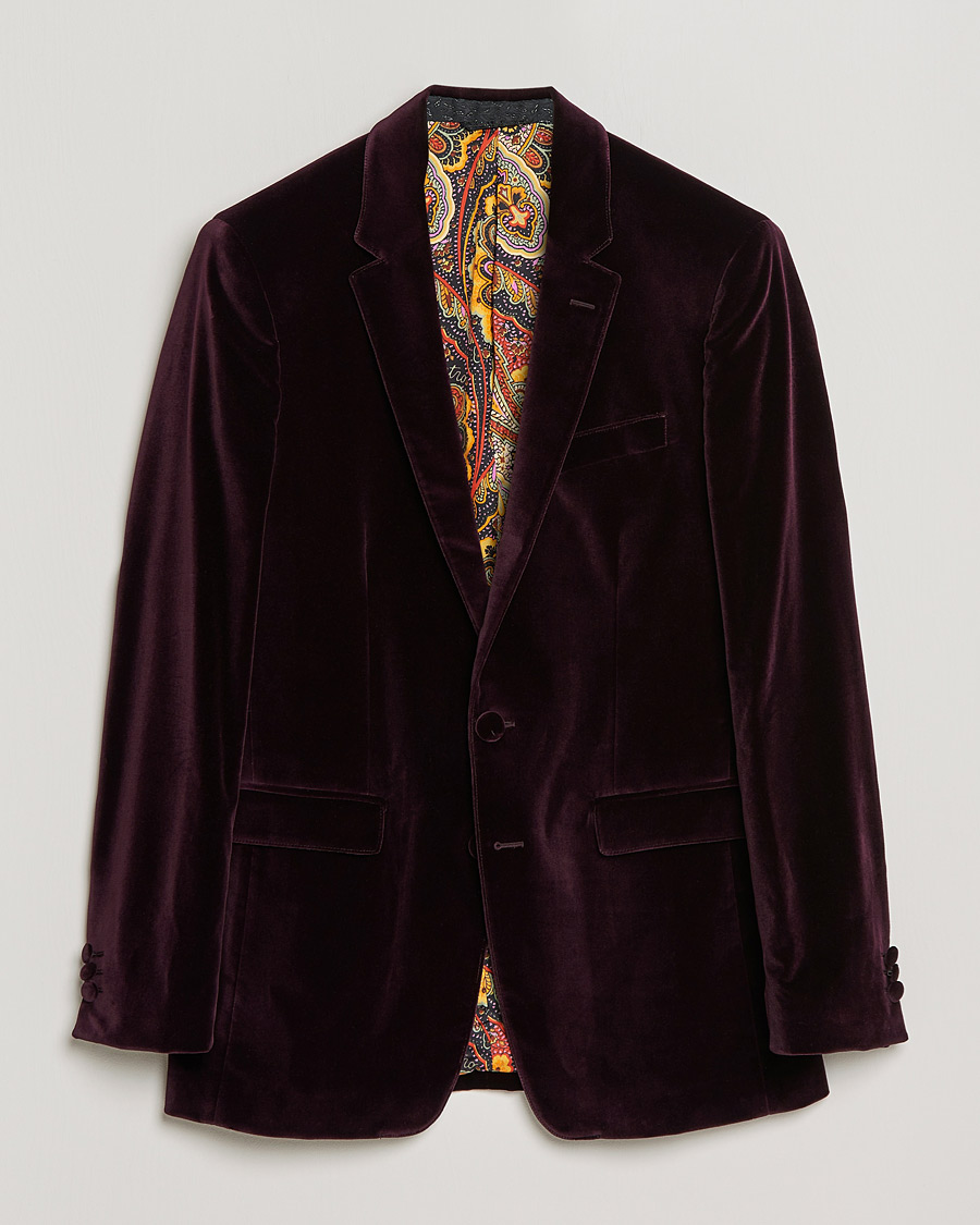 Herr | Kavajer | Etro | Velvet Blazer Burgundy