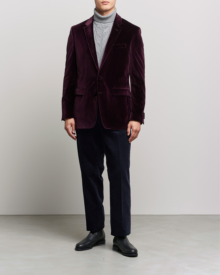 Herr | Kavajer | Etro | Velvet Blazer Burgundy