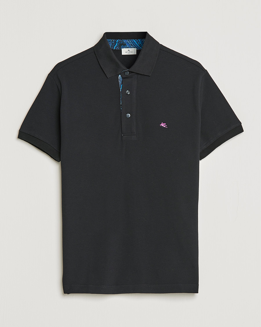 Herr | Pikéer | Etro | Short Sleeve Contrast Paisley Polo Black