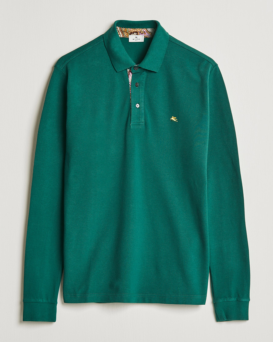 Herr | Tröjor | Etro | Long Sleeve Contrast Paisley Polo Emerald