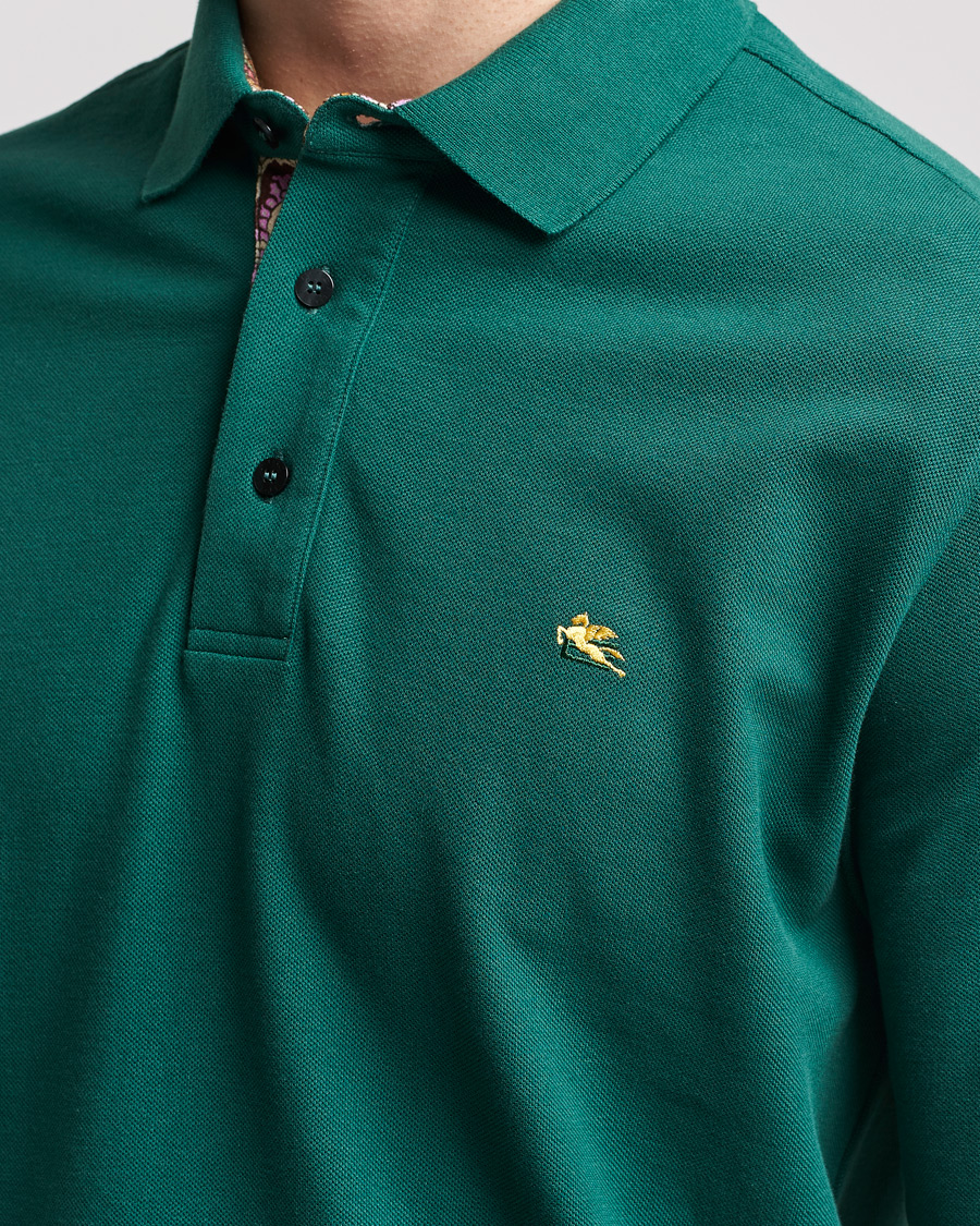 Herr | Tröjor | Etro | Long Sleeve Contrast Paisley Polo Emerald