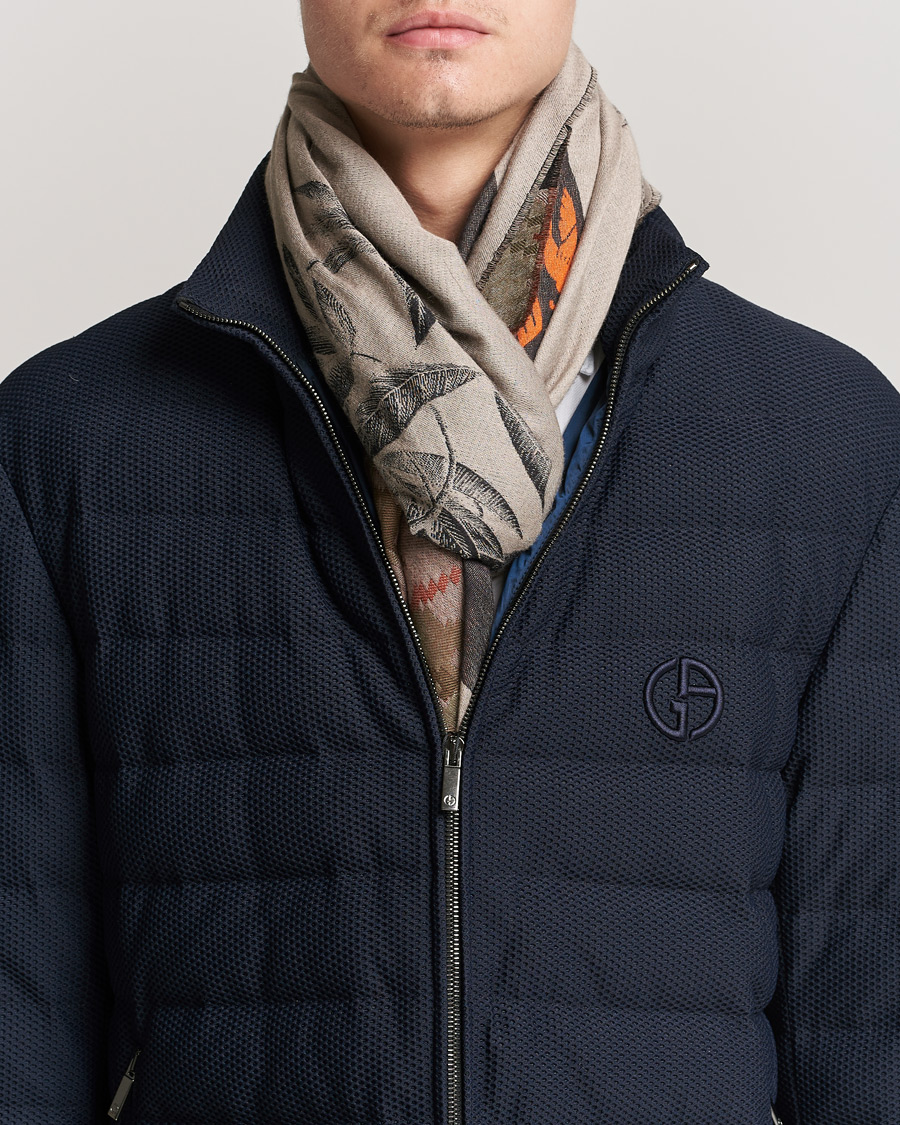 Herr | Etro Houndstooth Jacquard Scarf Black/Orange | Etro | Houndstooth Jacquard Scarf Black/Orange