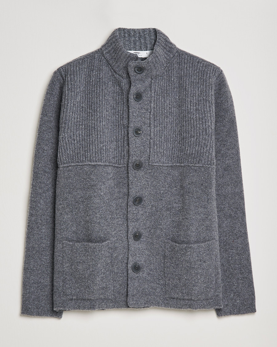 Herr | Tröjor | Inis Meáin | Heavy Wool Cardigan Grey