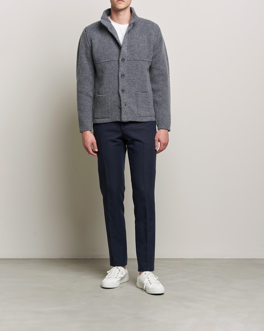 Herr | Tröjor | Inis Meáin | Heavy Wool Cardigan Grey
