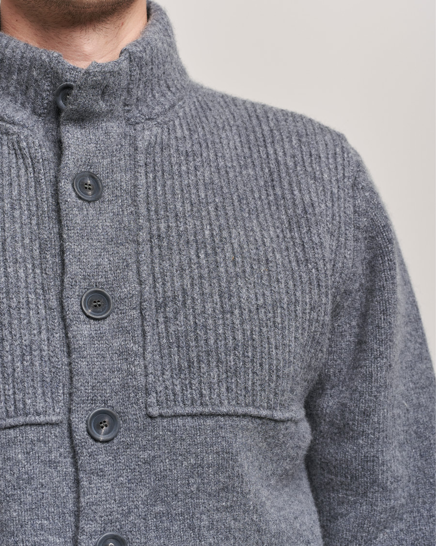 Herr | Tröjor | Inis Meáin | Heavy Wool Cardigan Grey