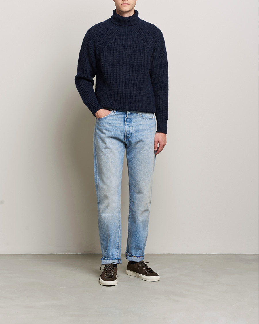 Herr | Tröjor | Inis Meáin | Wool/Cashmere Boatbuilder Turtleneck Navy