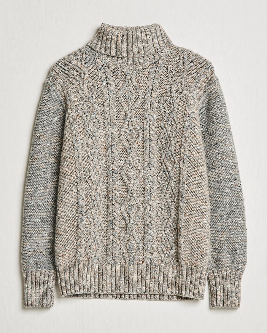 Herr | Tröjor | Inis Meáin | Wool/Cashmere Aran Turtleneck Grey