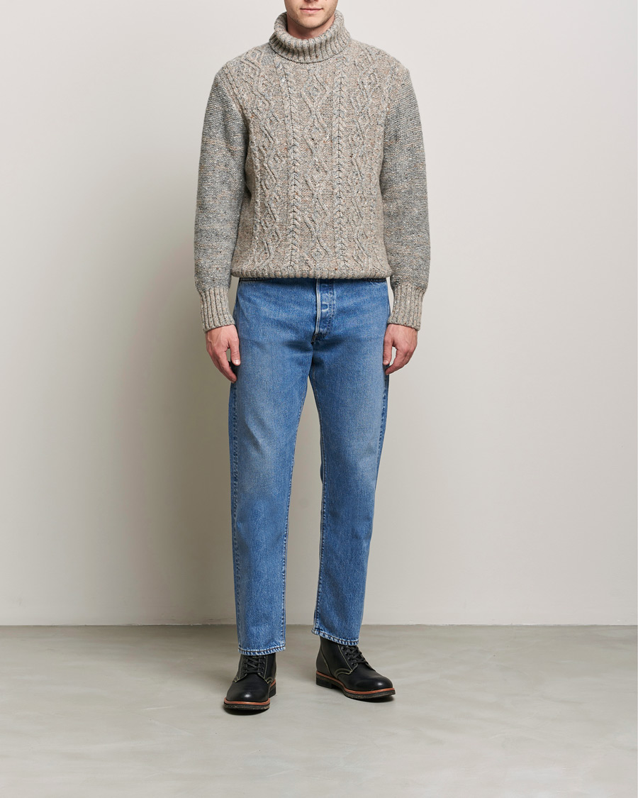 Herr | Tröjor | Inis Meáin | Wool/Cashmere Aran Turtleneck Grey