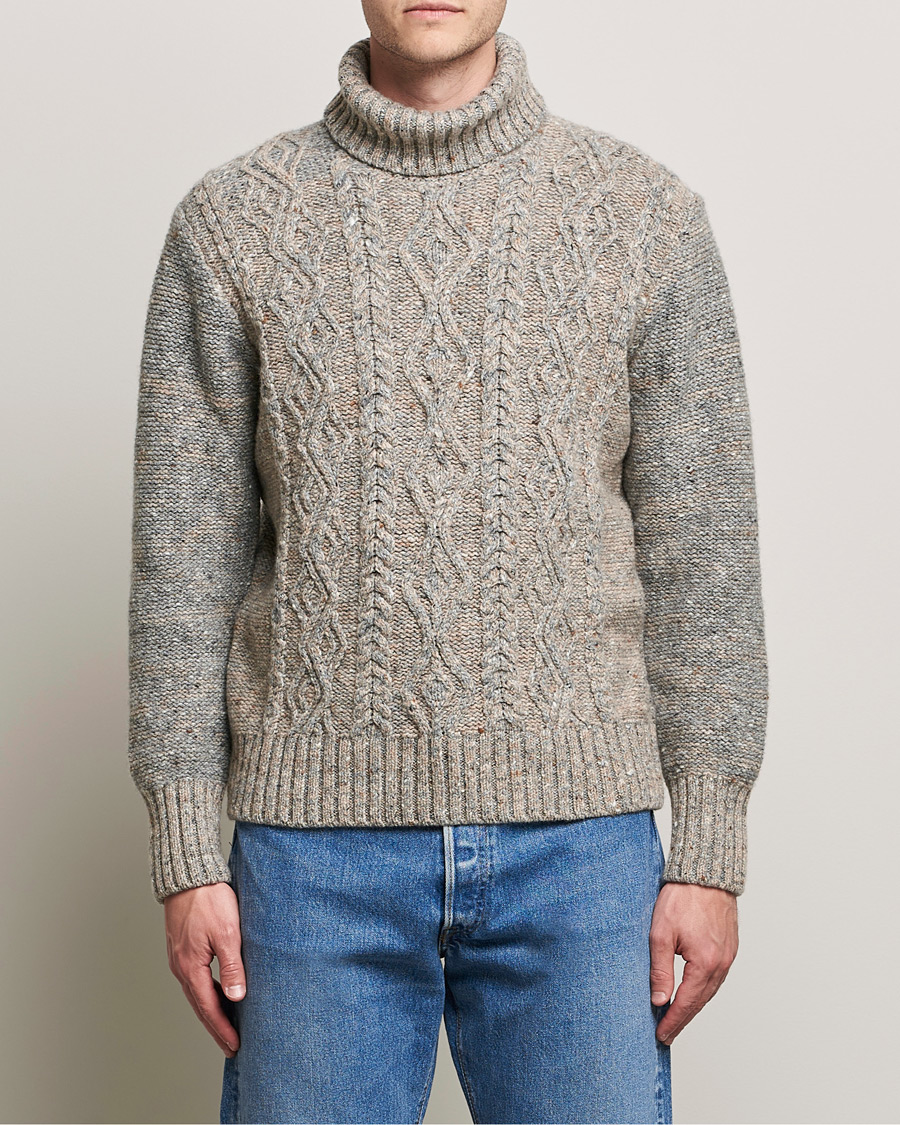 Herr | Tröjor | Inis Meáin | Wool/Cashmere Aran Turtleneck Grey