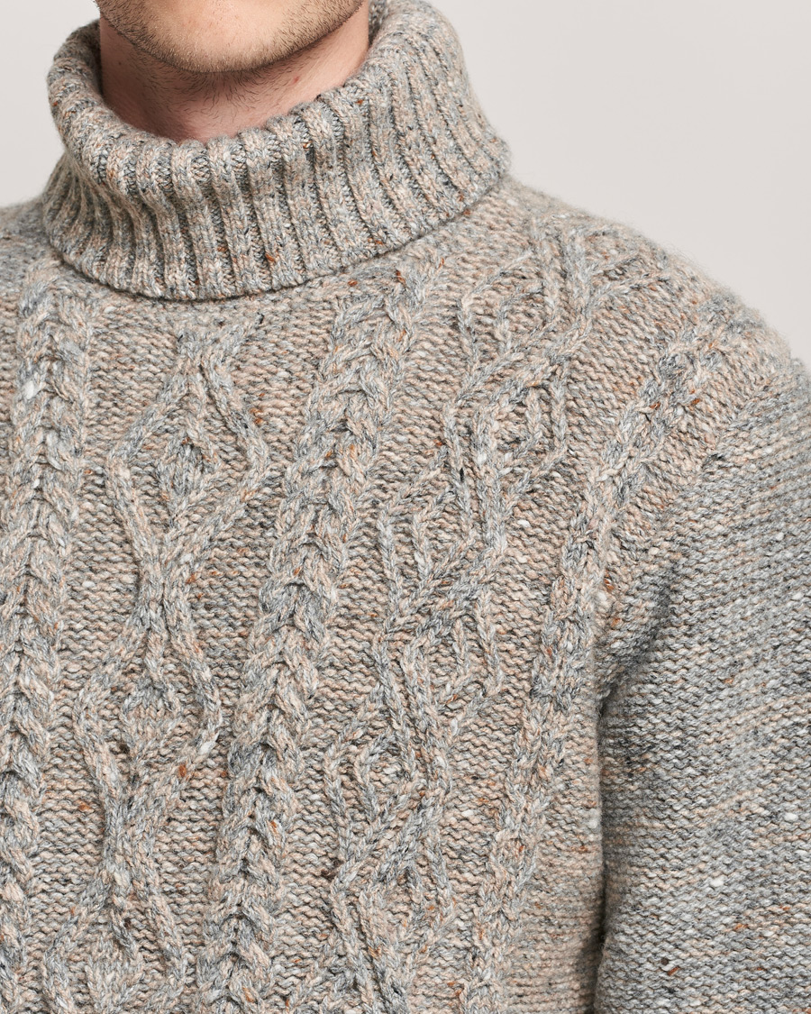 Herr | Tröjor | Inis Meáin | Wool/Cashmere Aran Turtleneck Grey