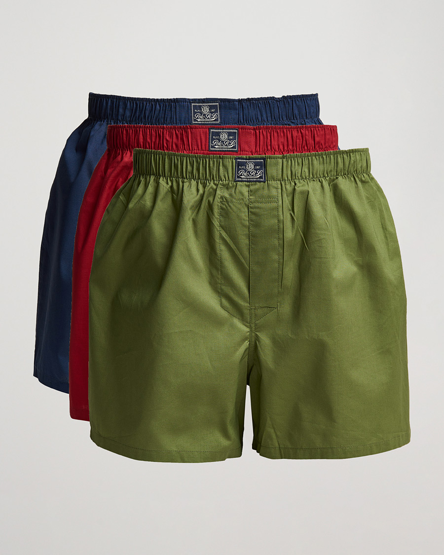 Herr | Underkläder | Polo Ralph Lauren | 3-Pack Woven Boxer Red/Navy/Army Olive