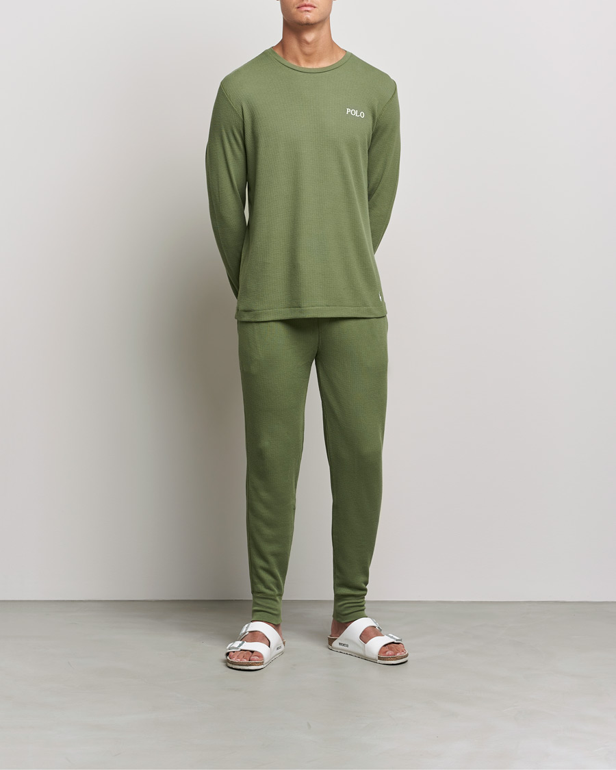 Herr | T-Shirts | Polo Ralph Lauren | Waffle Long Sleeve Crew Neck Army Olive