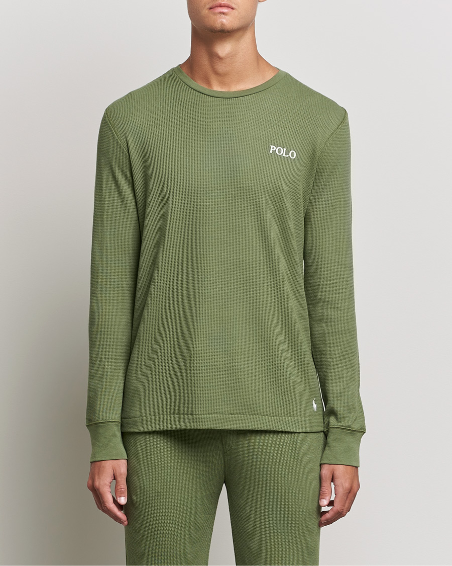 Herr | T-Shirts | Polo Ralph Lauren | Waffle Long Sleeve Crew Neck Army Olive
