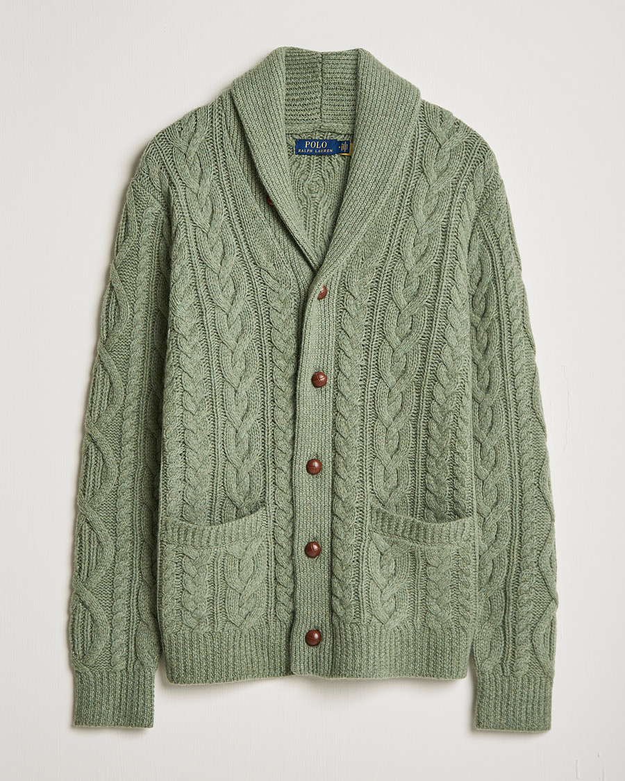Herr | Tröjor | Polo Ralph Lauren | Wool/Cashmere Structured Cardigan Sage Blue Heather