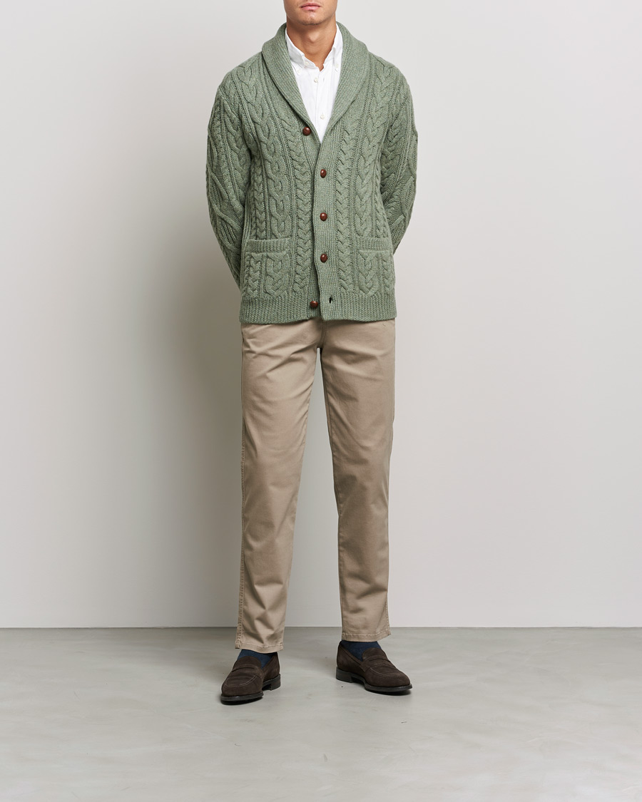 Herr | Tröjor | Polo Ralph Lauren | Wool/Cashmere Structured Cardigan Sage Blue Heather