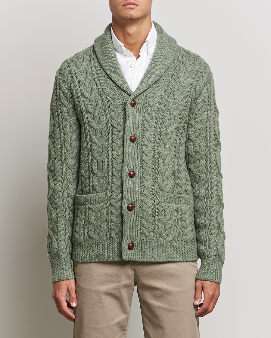 Herr | Tröjor | Polo Ralph Lauren | Wool/Cashmere Structured Cardigan Sage Blue Heather