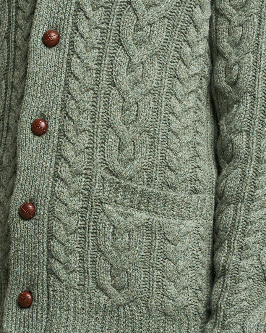 Herr | Tröjor | Polo Ralph Lauren | Wool/Cashmere Structured Cardigan Sage Blue Heather