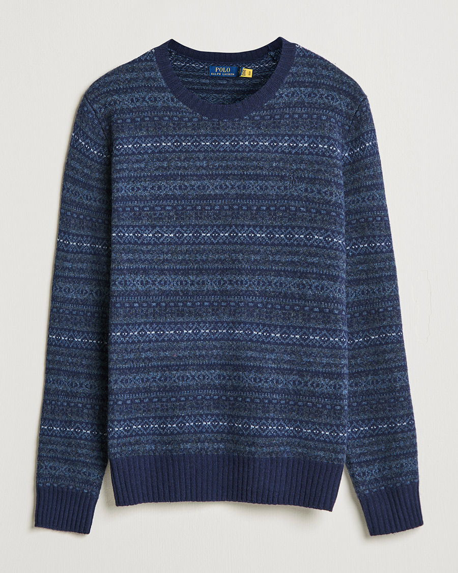 Herr | Tröjor | Polo Ralph Lauren | Wool/Cashmere Fairisle Knitted Sweater Navy