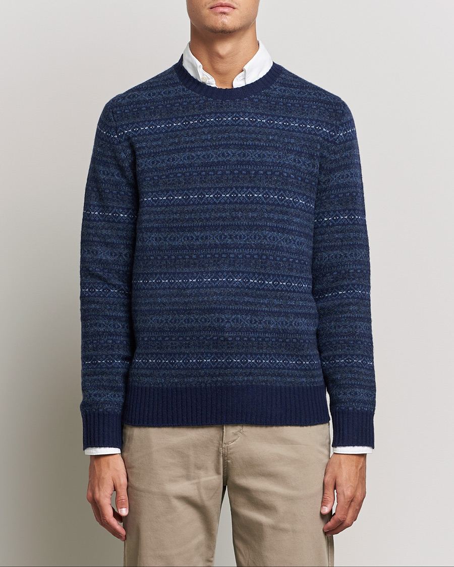 Herr | Tröjor | Polo Ralph Lauren | Wool/Cashmere Fairisle Knitted Sweater Navy